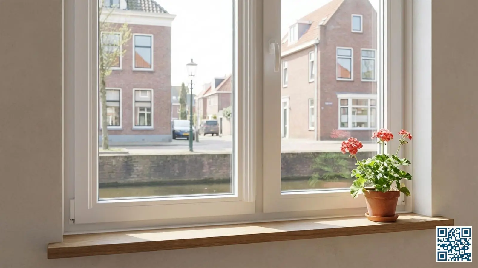 Perfect afgewerkt raam met nieuw HR-glas en foutloos uitgevoerde kitranden in een Nederlandse woning